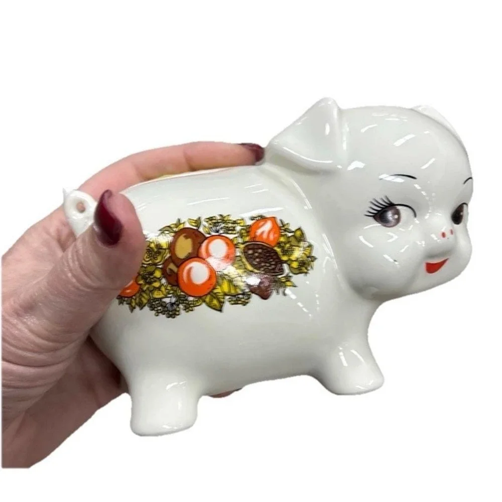 Rare Vintage Corning SPICE OF LIFE‎ Pottery Pig Piggy Bank  w/o Plug
